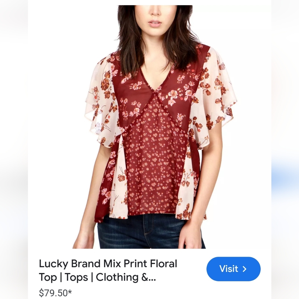 Lucky Brand Sheer Floral Blouse
